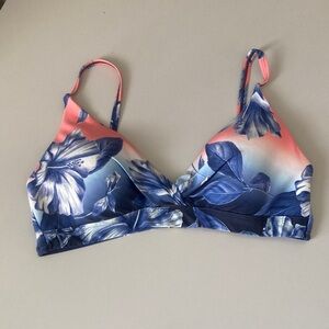 La Blanca Blue and Pink Floral Bikini Top
